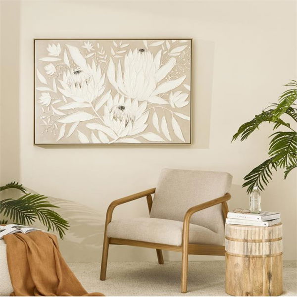 Adairs White Moma Native Flowers Canvas Wall Art