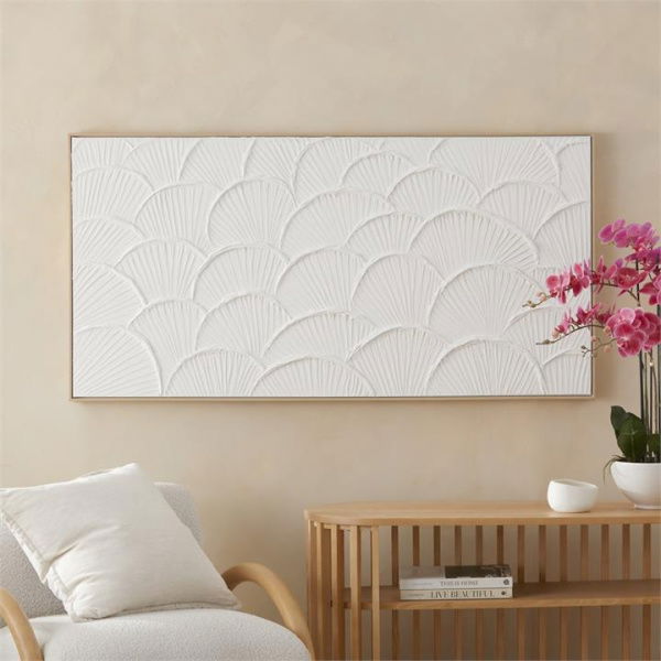 Adairs Moma Shell Large Canvas - White (White Large)