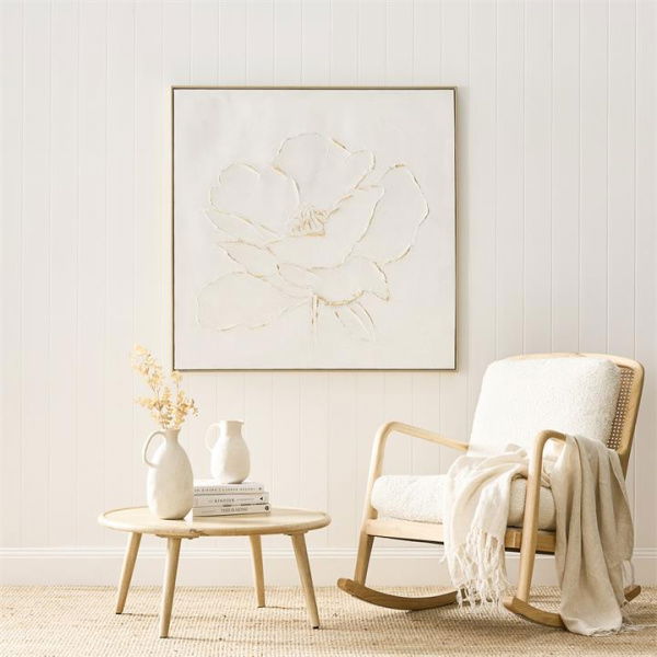 Adairs White Wall Art Moma White Flower Canvas