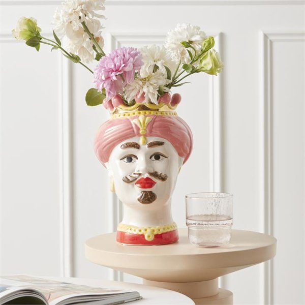 Adairs Pink Vase Mondello Head Pink & White Vase
