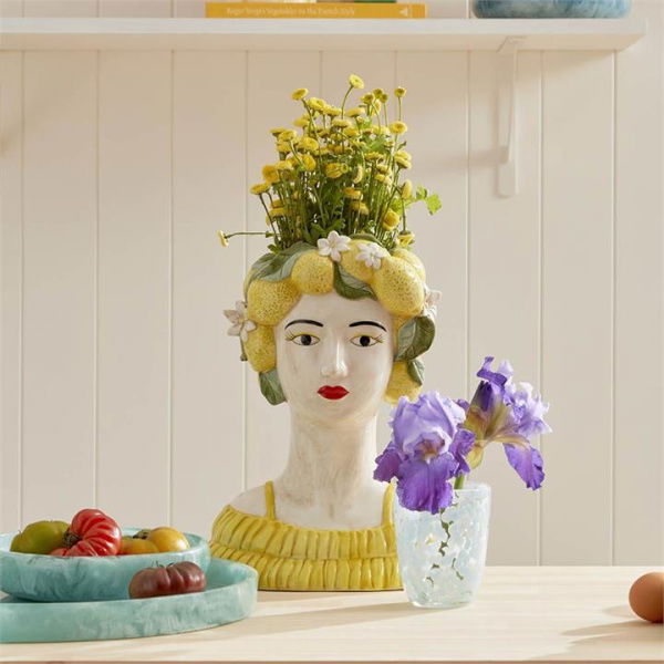 Adairs Yellow Vase Mondello Lemon Multi Head