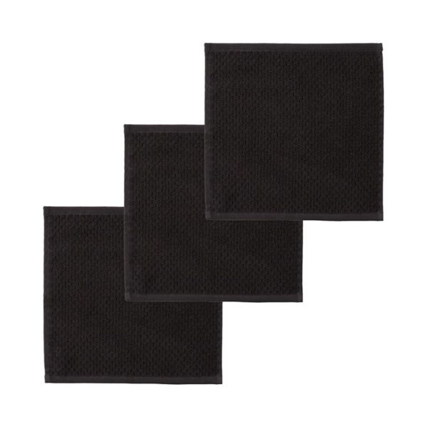 Adairs Black Face Washer 3 Pack Morgan Coal Face Washer Pack