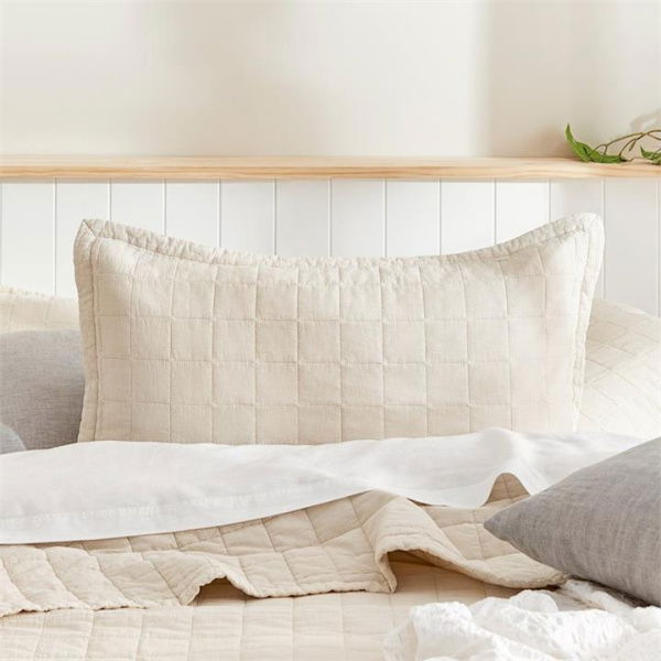 Adairs Natural Mosman Quilted Sand King Pillowcase Each