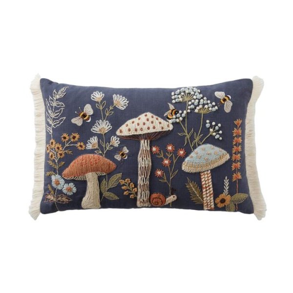 Adairs Mushroom Blue Cushion (Blue Cushion)