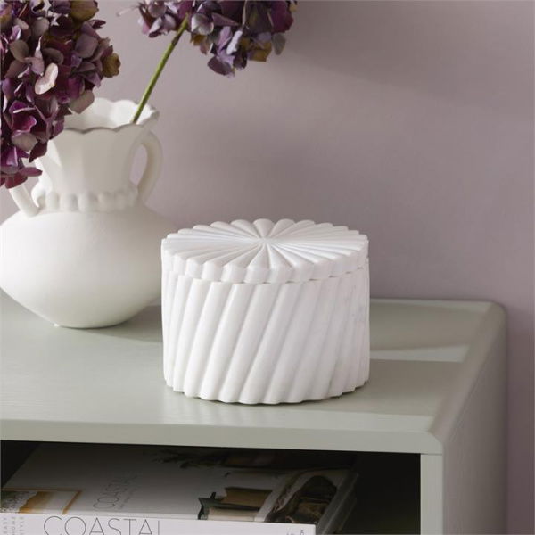 Adairs Myra White Scallop Round Jewellery Box (White Jewellery Box)