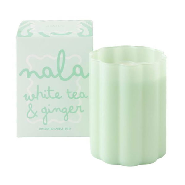 Adairs Nala White Tea & Ginger Candle 310g - Green (Green Candle)