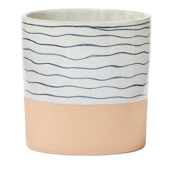 Adairs Blue Nautical & White Terracotta Pot