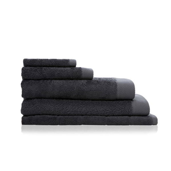 Adairs Black Navara Cotton Bamboo Towels Face Washer Solid Coal