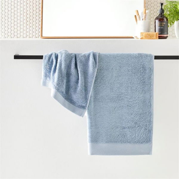 Adairs Blue Bath Sheet Navara French Blue Solid Cotton Bamboo Towel Range