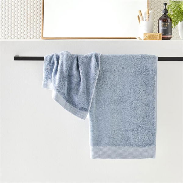 Adairs Blue Bath Towel Navara French Blue Solid Cotton Bamboo Towel Range