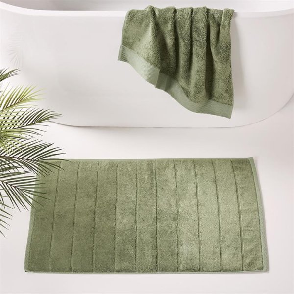 Adairs Green Bath Mat Navara Pine Solid Bamboo Cotton Towel Range Green