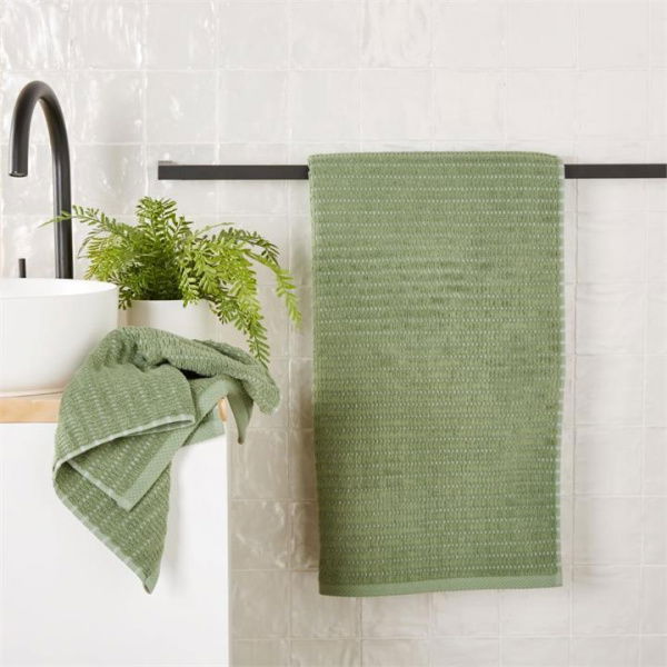 Adairs Green Bath Towel Navara Ribbed Pine Cotton Bamboo Towel Range