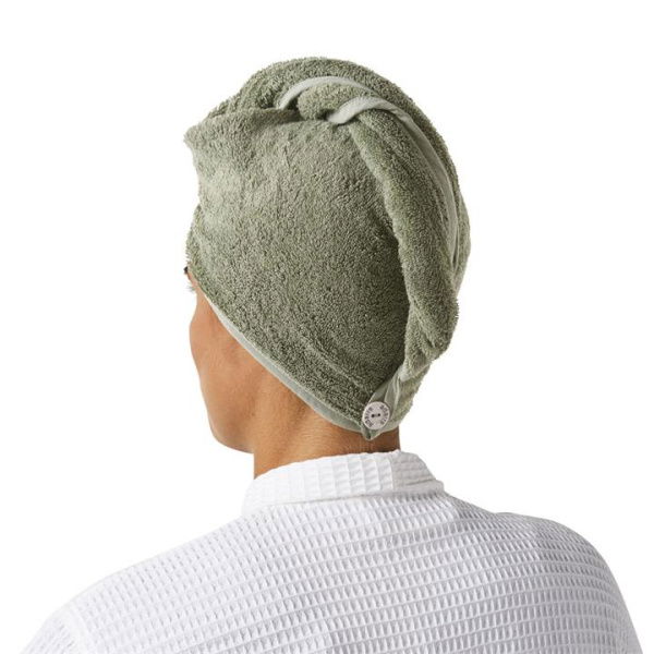 Adairs Navara Solid Pine Bamboo Cotton Hair Towel Wrap - Green (Green Hair Towel Wrap)