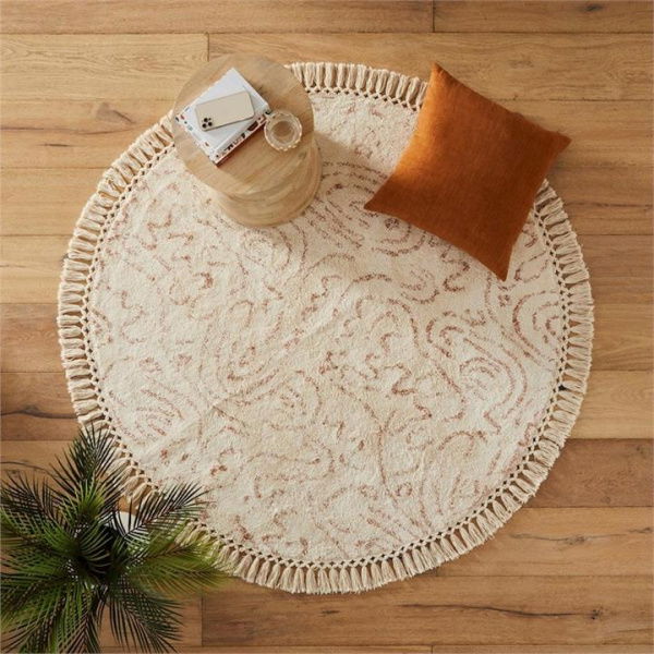 Adairs Natural Round Rug Navarre Natural & Clay 150cm diameter