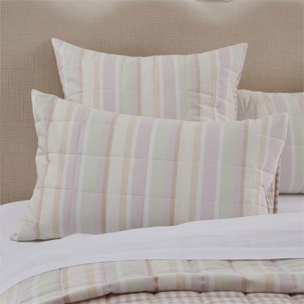 Adairs Neapolitan Stripe Quilted Pillowcases - Pink (Pink European Pillowcase Each)