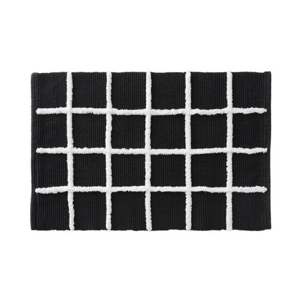 Adairs Black Nelson Check Bath Mat