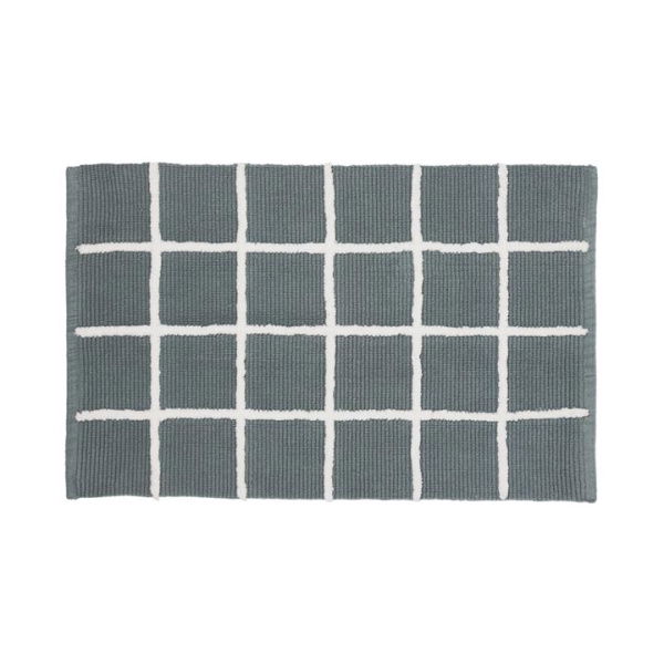Adairs Seagrass Blue Nelson Check Bath Mat