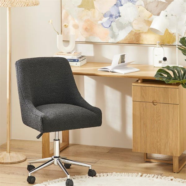 Adairs Black Desk Chair Neville Black Boucle Desk Chair