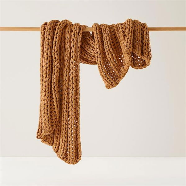 Adairs Newport Chunky Knit Throw Tan 120x150cm - Brown (Brown Throw)