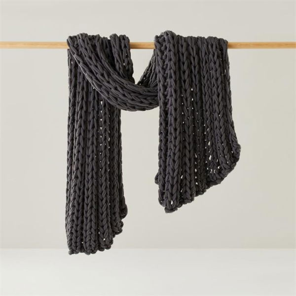 Adairs Black Throw Newport Coal Chunky Knit Throw