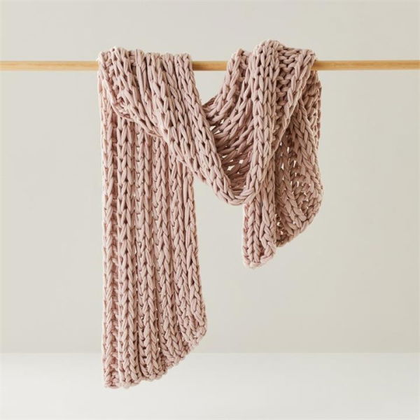 Adairs Pink Throw Newport Dusty Pink Chunky Knit