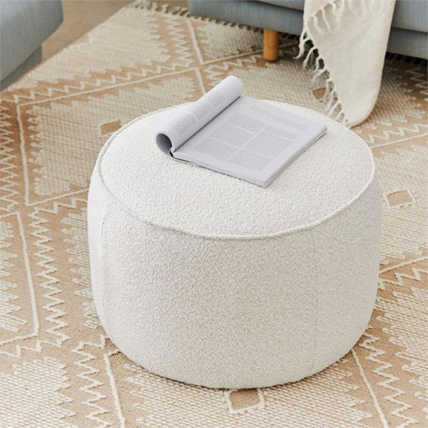 Adairs White Ottoman Norway Ottoman Snow Boucle White