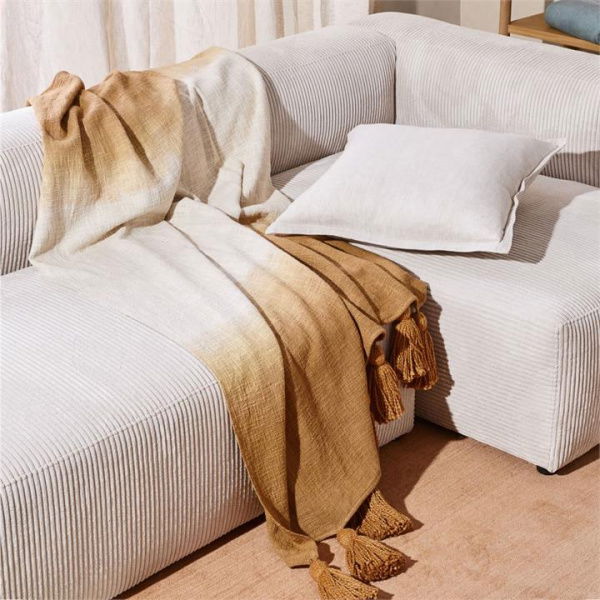 Adairs Nova Caramel Dip Dye Throw - Natural (Natural Throw)