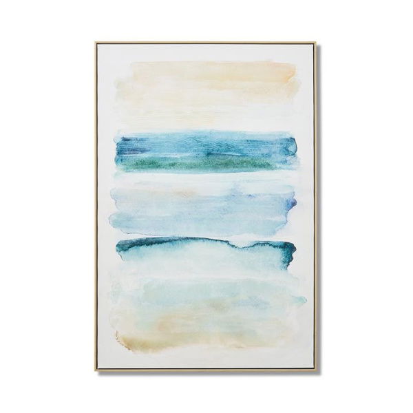 Adairs Oasis Brushed Ocean Canvas - White (White Wall Art)