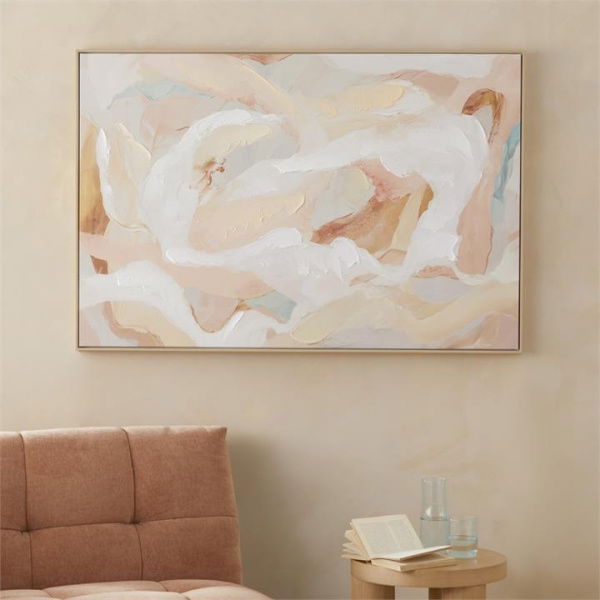 Adairs Oasis Swirl Canvas - Natural (Natural Wall Art)