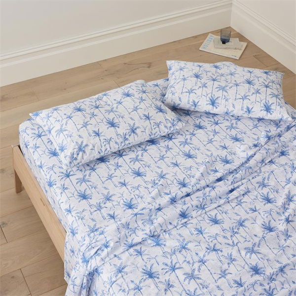 Adairs Blue King Ocean Palms Printed Sheet Set