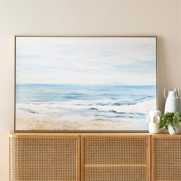 Adairs Ocean Sea Horizon Canvas - Blue (Blue Wall Art)