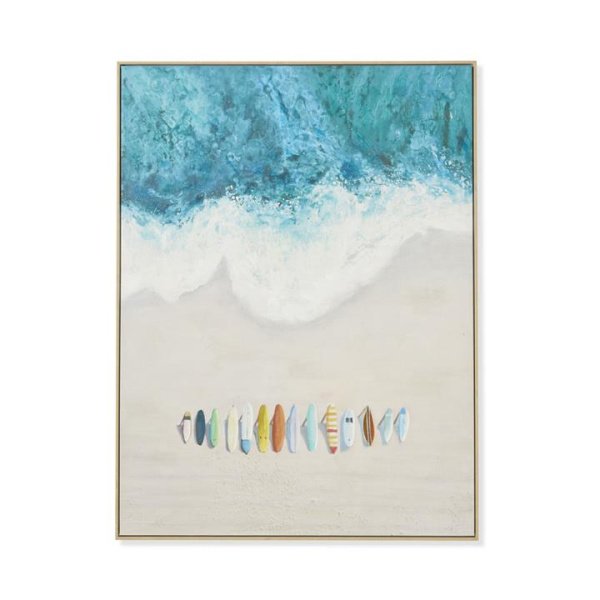 Adairs Blue Wall Art Ocean Surf Line Up Canvas