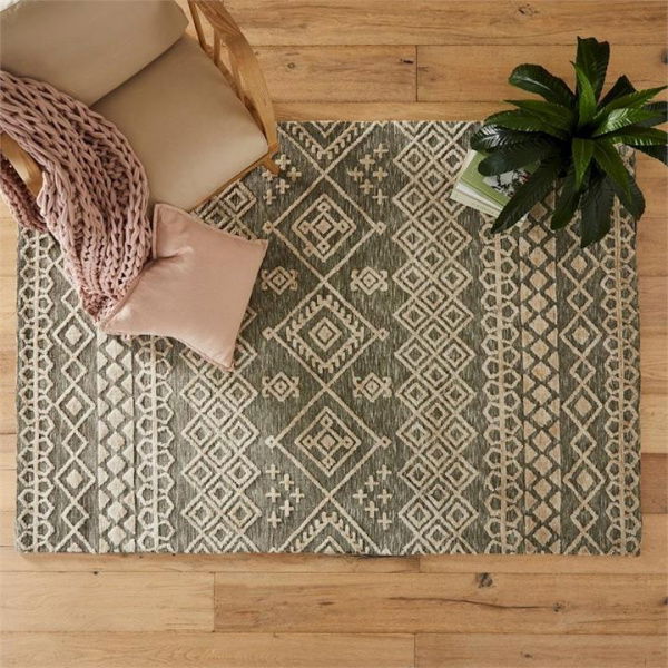 Adairs Grey 200x300cm Ohio Aztec Fern Marle Rug Grey