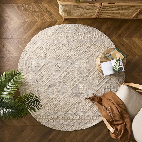 Adairs Ohio Natural Marle Round Rug (Natural 180cm dia)