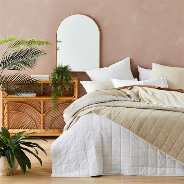 Adairs Natural European Pillowcase Each Olsen Natural & White European Pillowcase Each