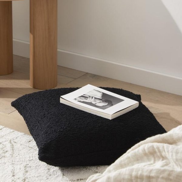 Adairs Otis Black Boucle Cushion (Black Cushion)
