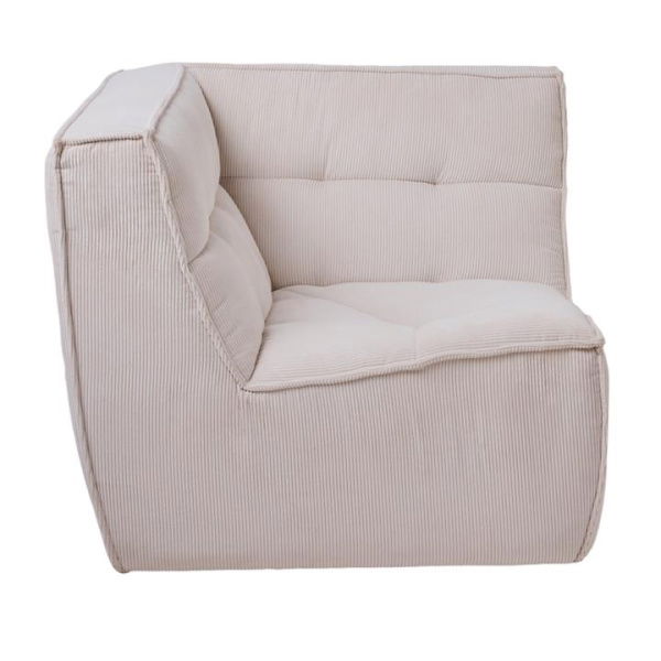 Adairs Otis Cream Corduroy Corner Lounge Chair - White (White Corner)