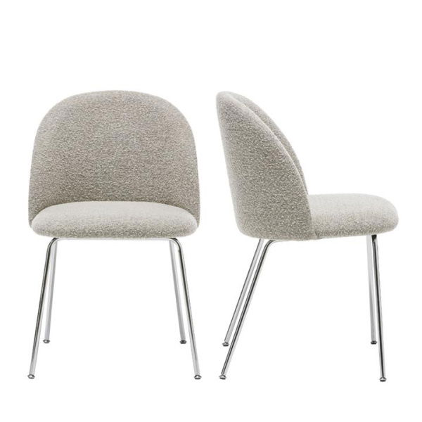 Adairs Otis Dove Boucle & Chrome Dining Chair Set of 2 - Grey (Grey Dining Chair Set of 2)