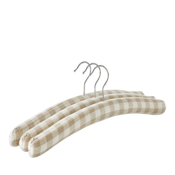 Adairs Natural Padded Gingham Coat Hangers Pack Of 3