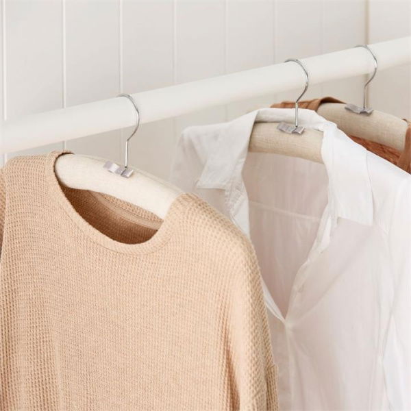 Adairs Natural 3 Pack Padded Linen Coat Hangers