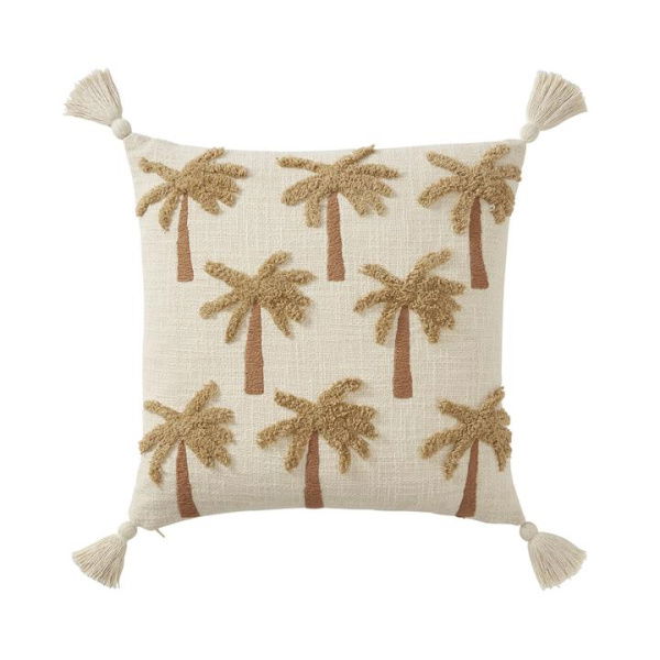 Adairs Palm Tufted Tobacco Cushion - Natural (Natural Cushion)