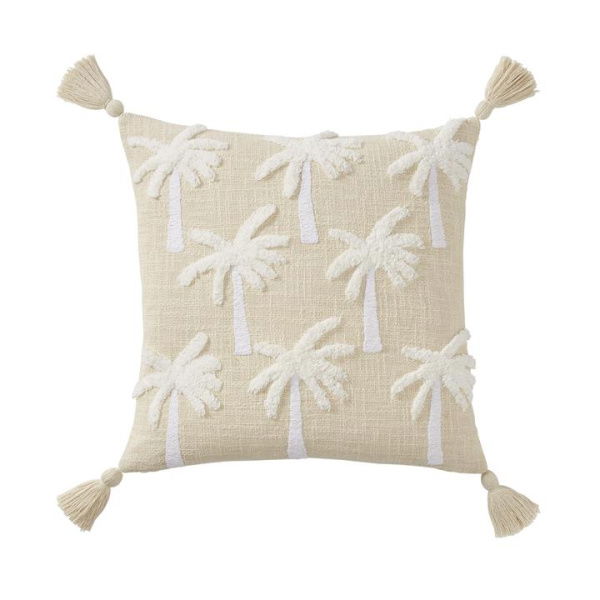 Adairs Palm Tufted White Cushion (White Cushion)