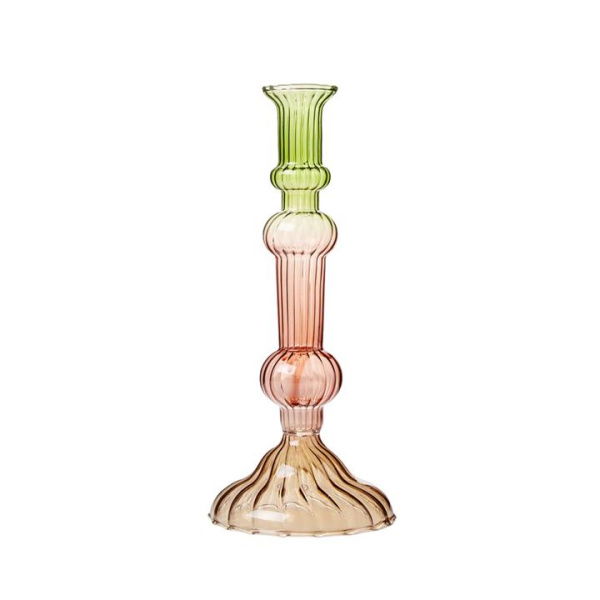 Adairs Palma Amber, Pink & Green Ombre Medium Candle Holder (Amber Candle Holder)