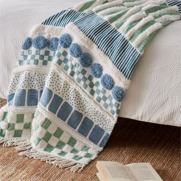 Adairs Blue Paloma Green & Blue Tufted Throw