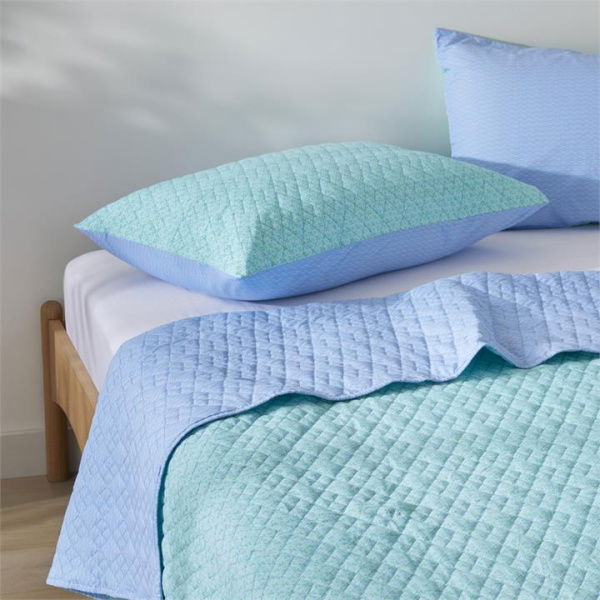 Adairs Panama Green Quilted Coverlet (Green Single/Double)