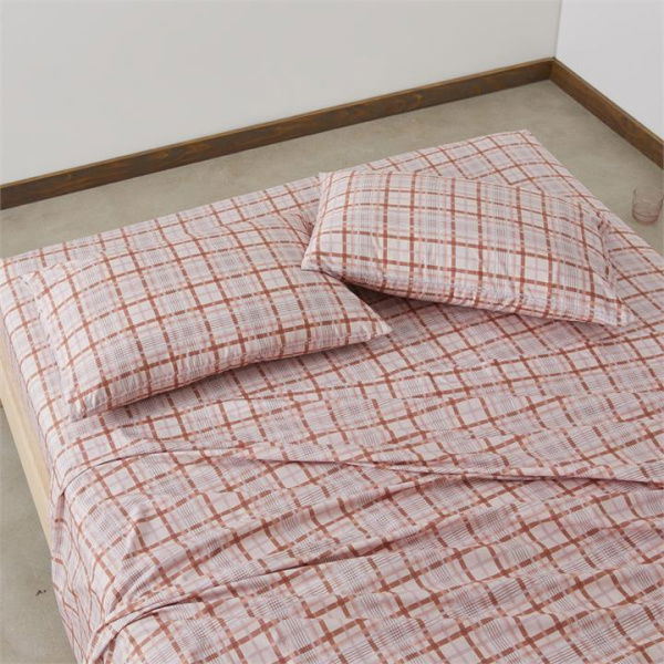 Adairs Orange Double Paprika Check Printed Sheet Set