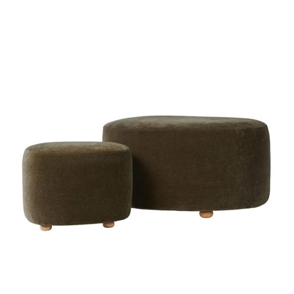 Adairs Pebble Deep Moss Ottoman Set of 2 - Green (Green Set of 2)