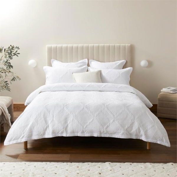 Adairs Peyton Off White Quilted Quilt Cover (Off White Double)