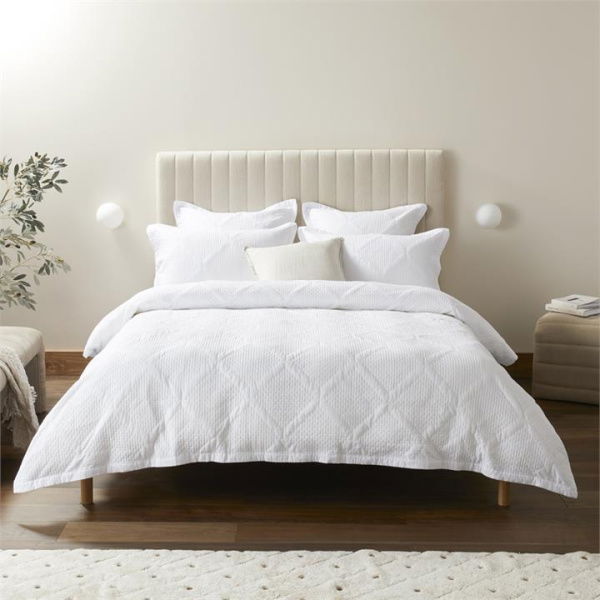 Adairs Peyton Off White Quilted Quilt Cover (Off White Single)