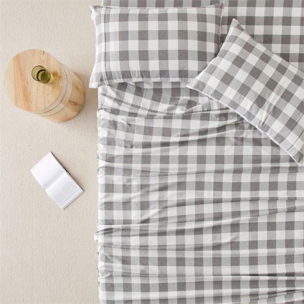 Adairs Phoenix Grey Check Printed Sheet Set (Grey King Single)